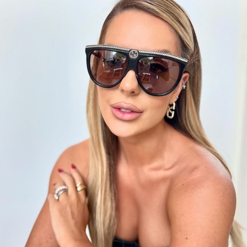 NWT Gucci GG0732S-005 Black Brown 61mm Sunglasses - Picture 6 of 16